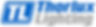 Blue and gray "Thorlux Lighting" logo with stylized "TL" on a white background. The text is bold and modern.