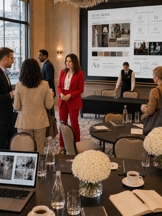 Agata presenting a full fashion brand proposal during a private London training session.
