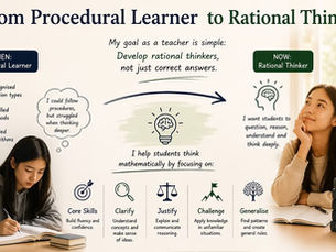 A Level Maths revision visual showing the progression from procedural learning to rational mathematical thinking