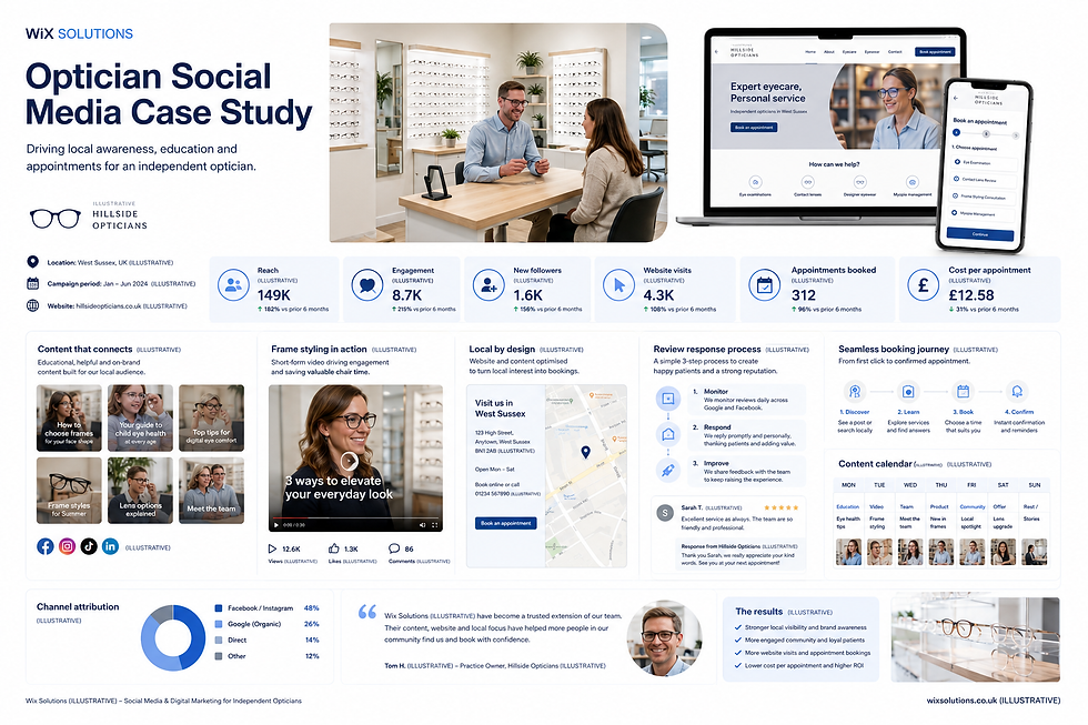 Illustrative independent optician website and digital journey case study