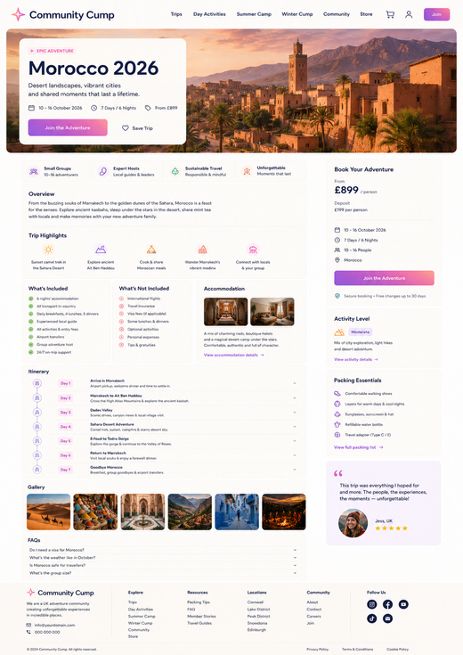 ravel & Adventure, Community Events, Summer Camps, Outdoor Activities, Group Travel, Youth Activities, Experience-Based Business, Wix Website Design