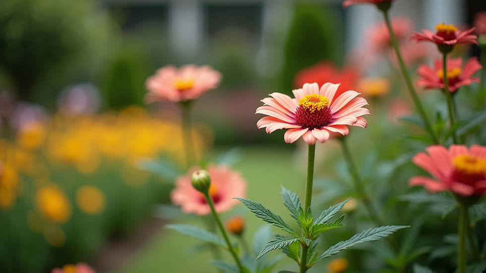 Eye-level view of a well-maintained garden with colorful flowers
