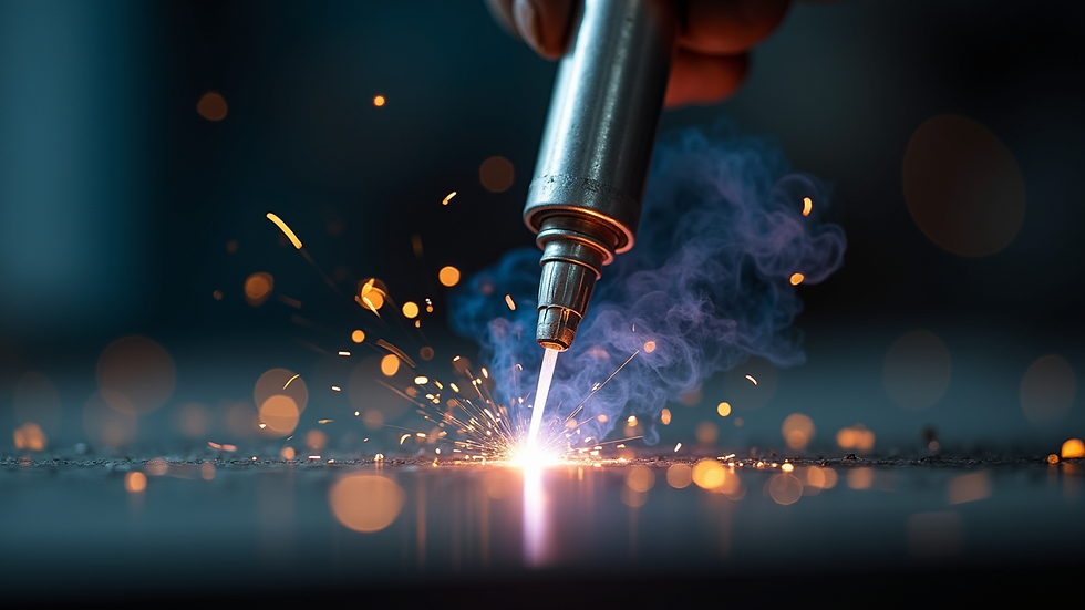 Close-up view of welding torch creating a clean weld bead on metal