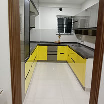 Modern yellow modular kitchen