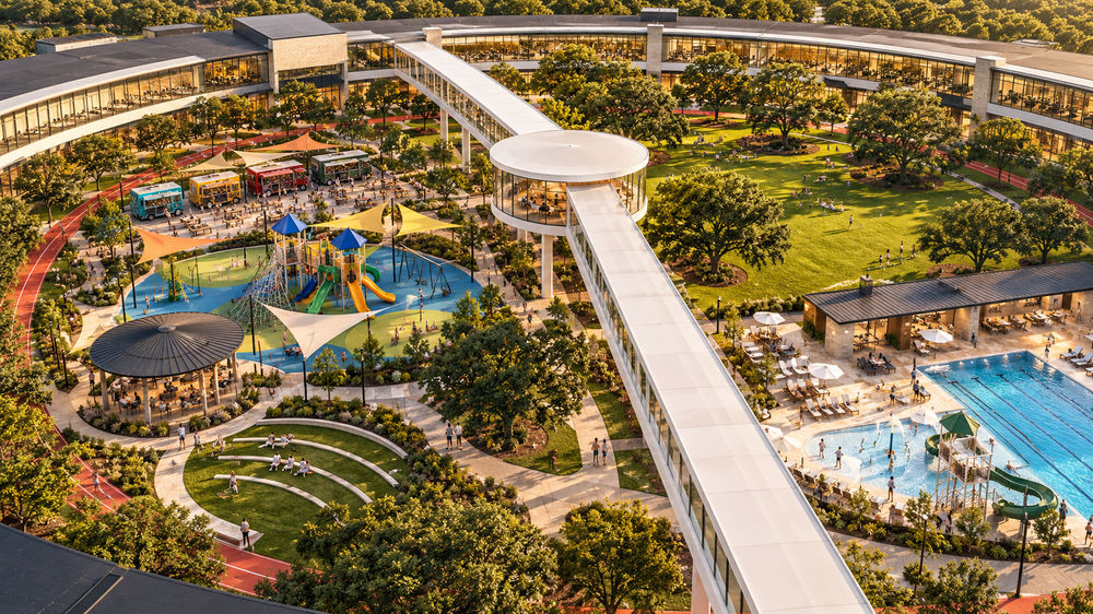 Courtyard with the family pool, lap pool and playground