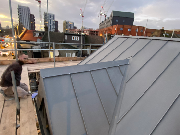 Forest road External building and roof works, fibreglass and VMZinc