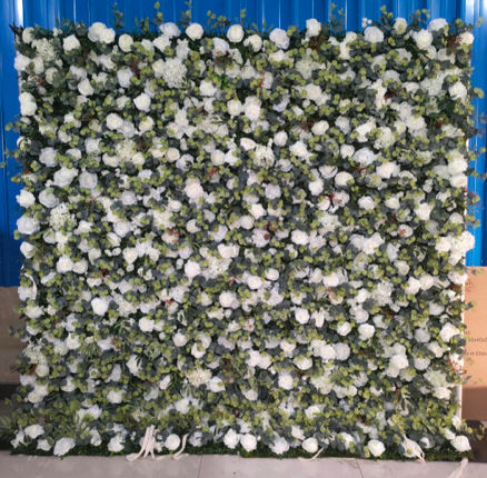 Eucalyptus & White Rose Flower Wall