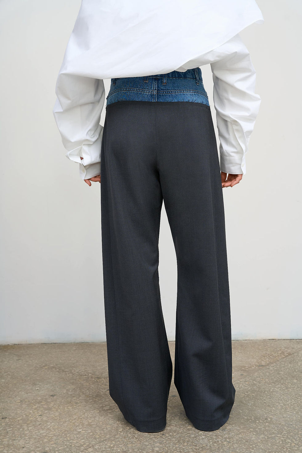 Thumbnail: WIDE-LEG PANTS WITH DENIM PANEL