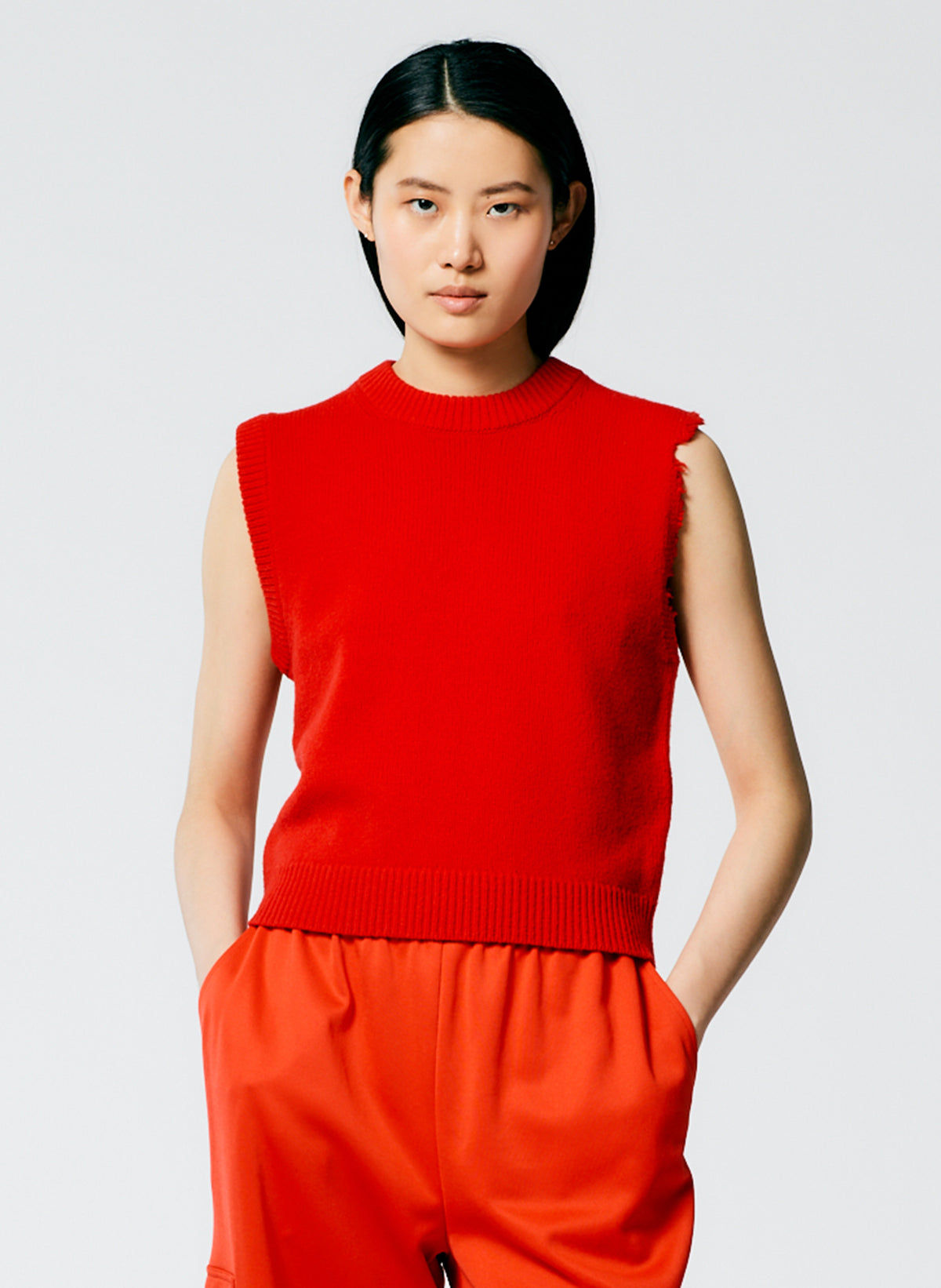 Soft Lambswool Distressed Vest Tibi