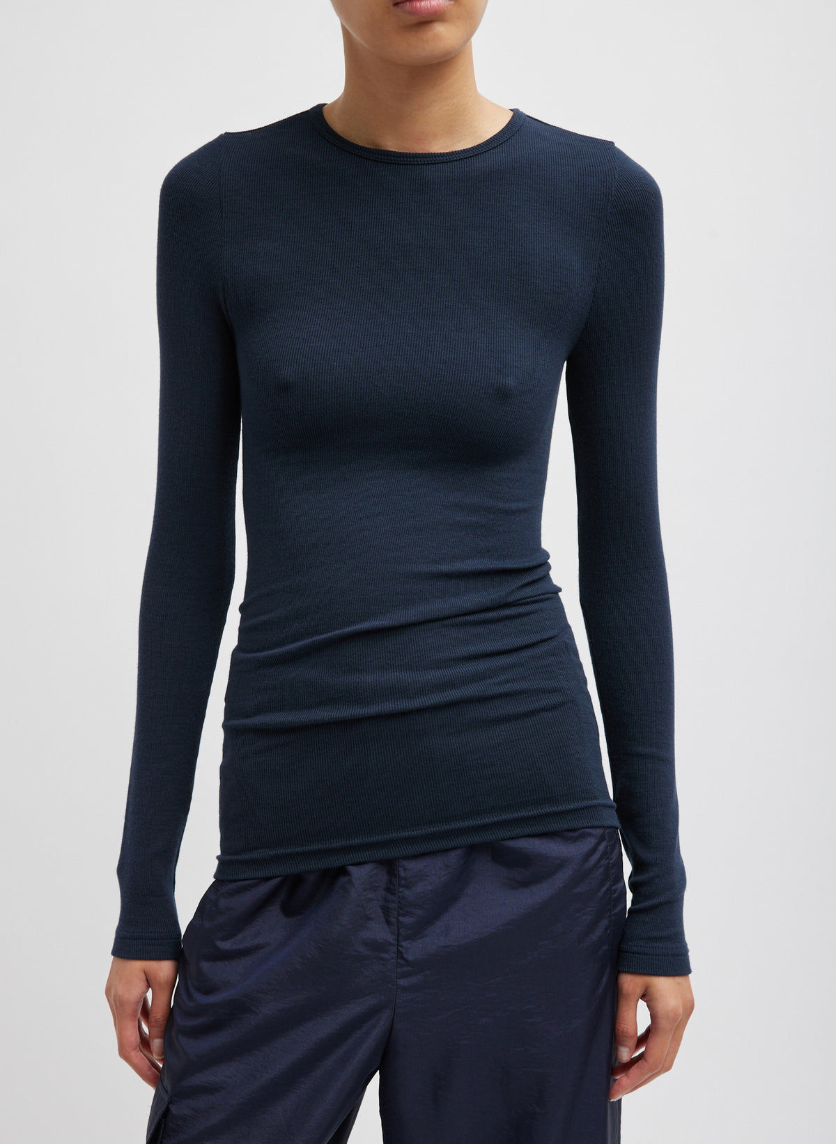 Circular Ribbed Crewneck Pullover T-Shirt Tibi