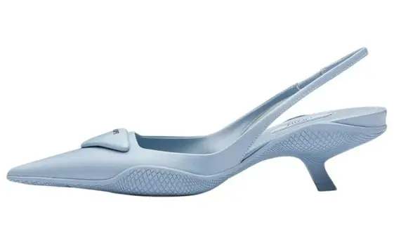 Thumbnail: PRADA Sandals Blue Patent Leather with Back Strap