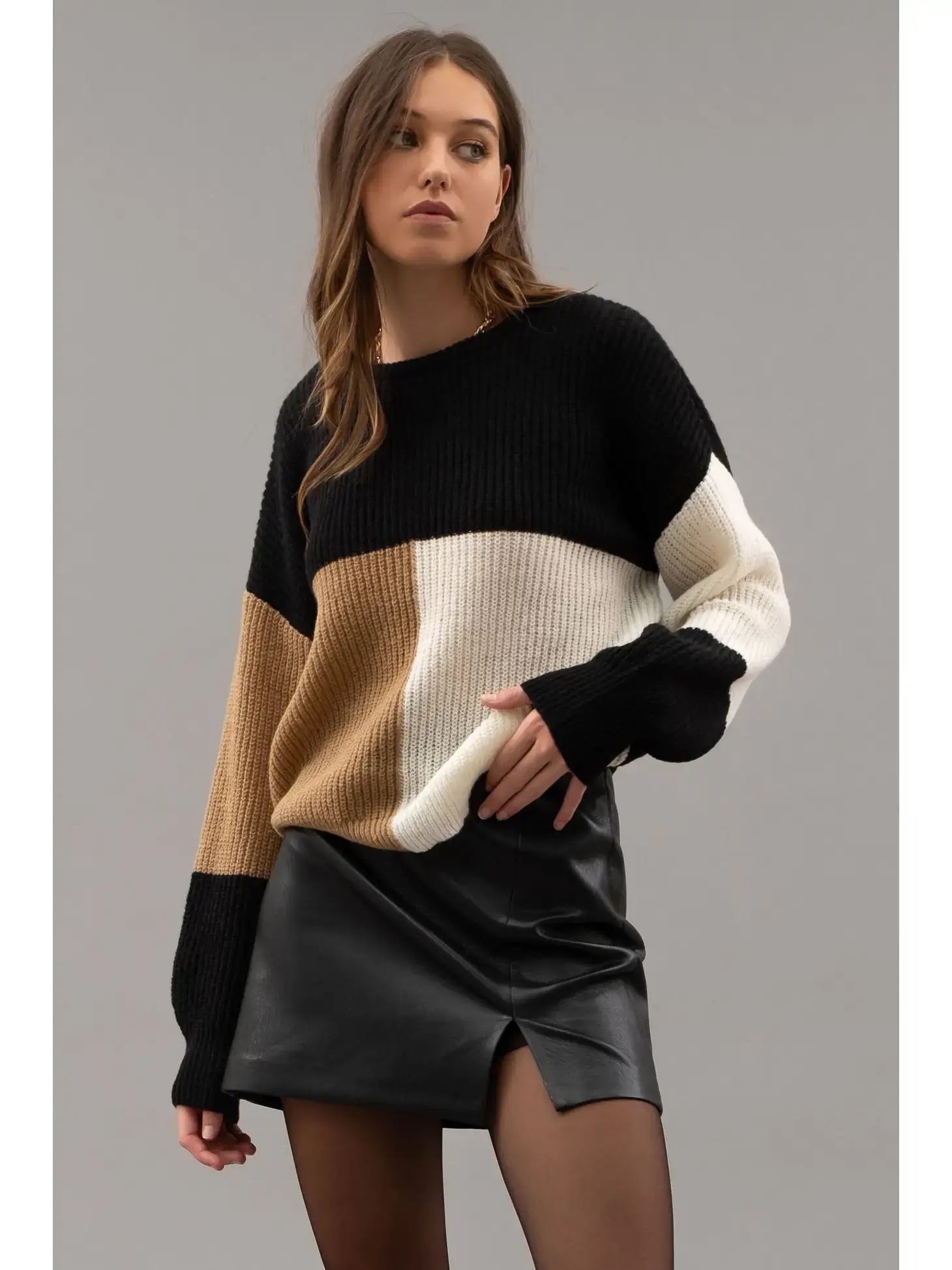 Coco colorblock tie back sweater 