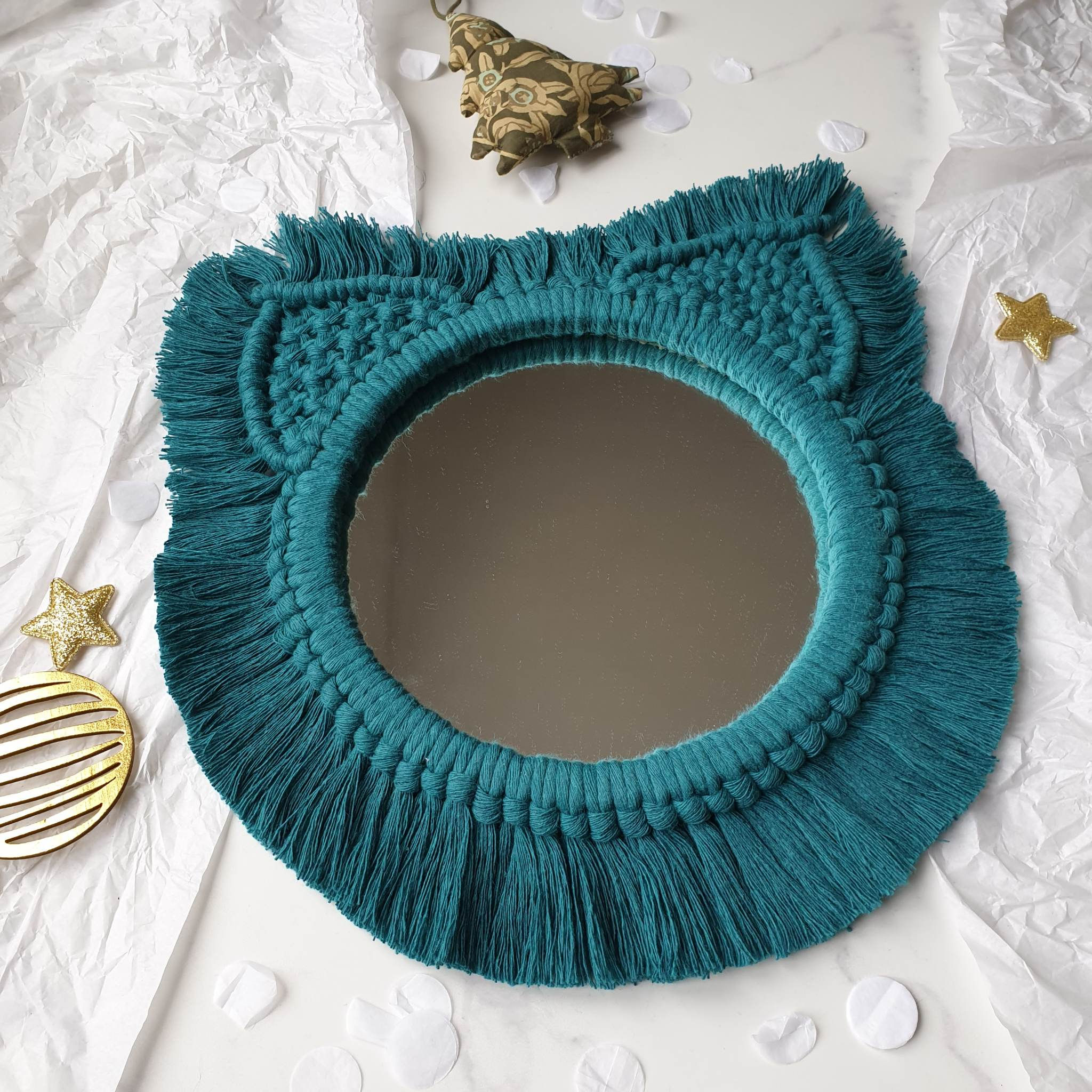 Miroir Chat bleu canard