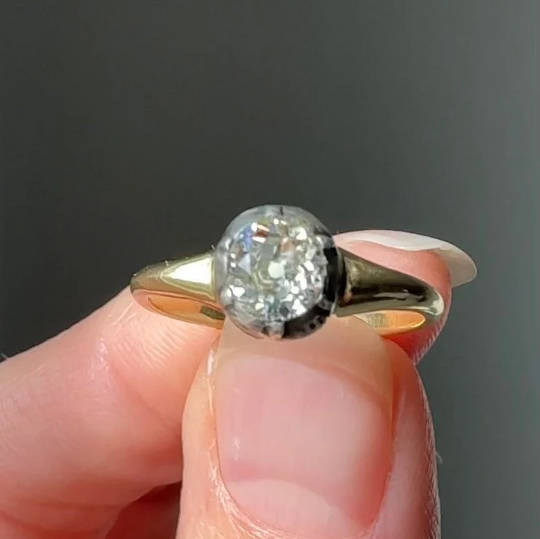 Thumbnail: Georgian Old Mine Cut Single Stone Diamond Ring
