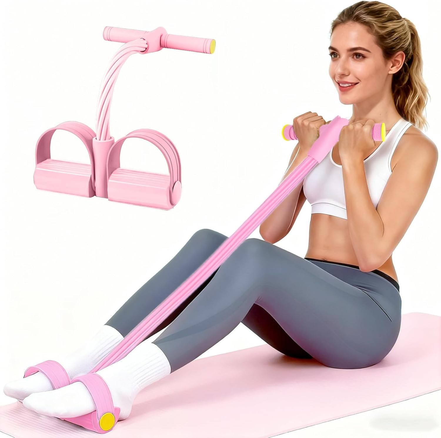 Pedal Resistance Bands with Handles, Upgrade 6-Tubes Elastic Bands for Exercise