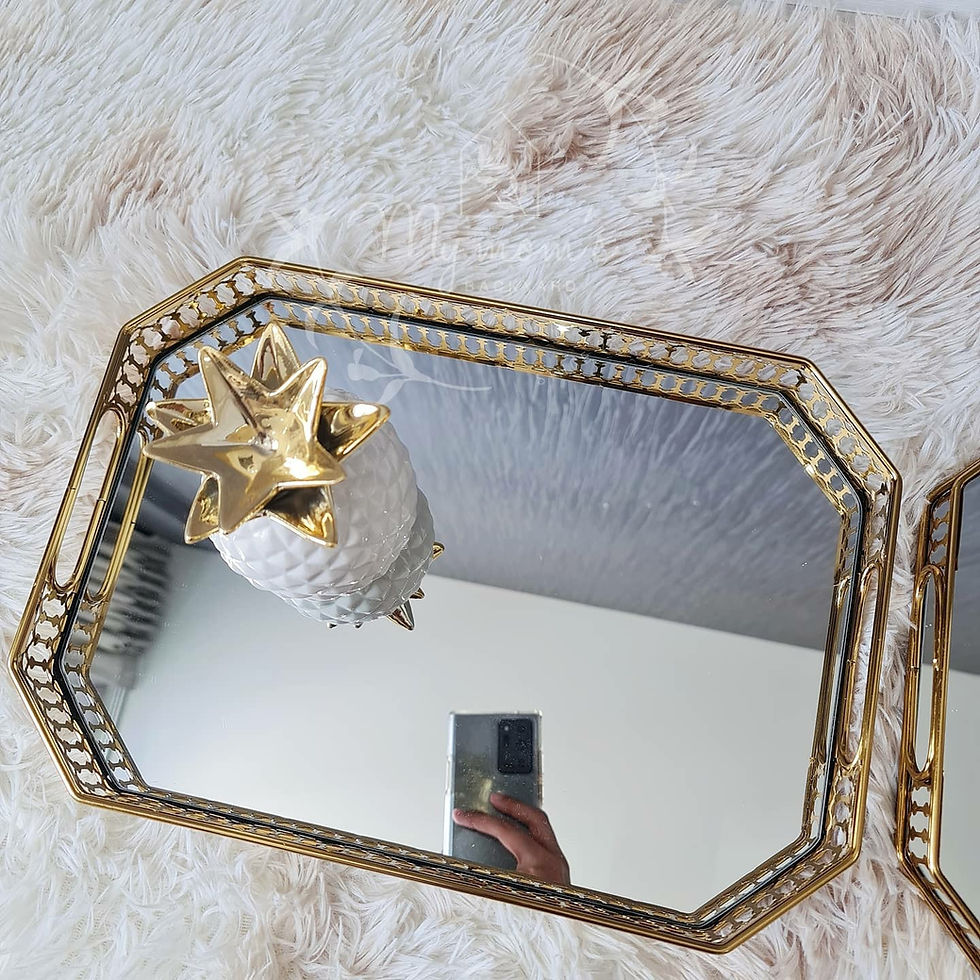 ภาพขนาดย่อ: Luxurius golden mirror tray #MMB277