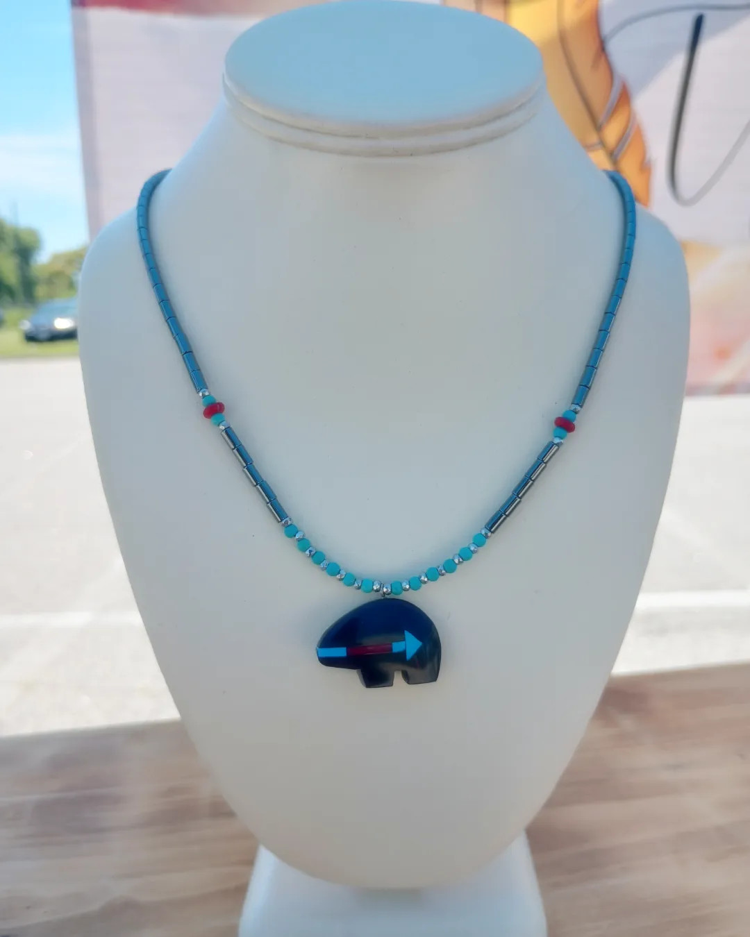 Handbeaded Bear Necklace