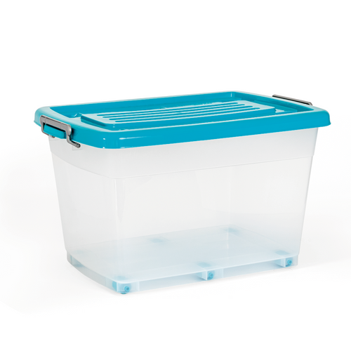 Cajas Almacenaje Con Tapa Strata Curve Caja De Almacenamiento Grande 100L - Transparente Con Tapa Negra, 80x40x51cm Caja Plastico Almacenaje Grande