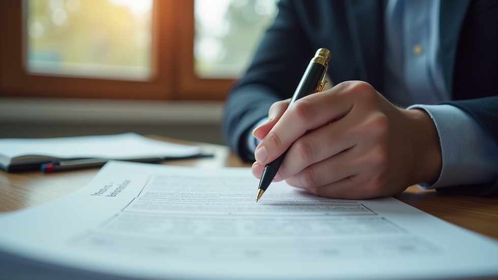Close-up view of a legal advisor explaining immigration paperwork