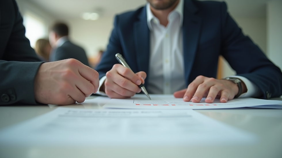 Eye-level view of a person filling out immigration forms at a desk