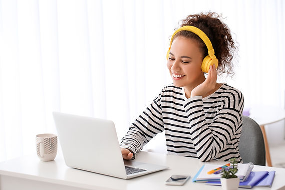 young woman on labtop