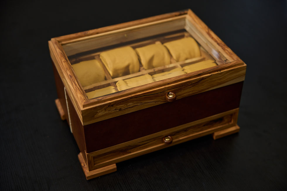 Bespoke Olive Wood Watch Case - photographed by Roice Nel Productions - Cape Town.