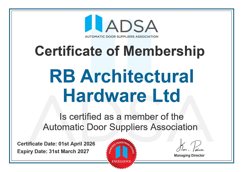 ADSA Automatic Door Suppliers Association certificate of membership