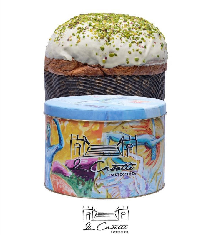 Miniaturbild: Li Casotti panettone al pistacchio con latta Bottari