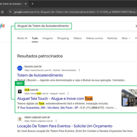 SP Metal Site Wix aparecendo em resposta do Gemini