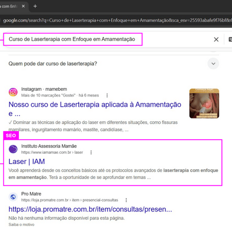 IAM SEO para Wix com resultado na primeira página