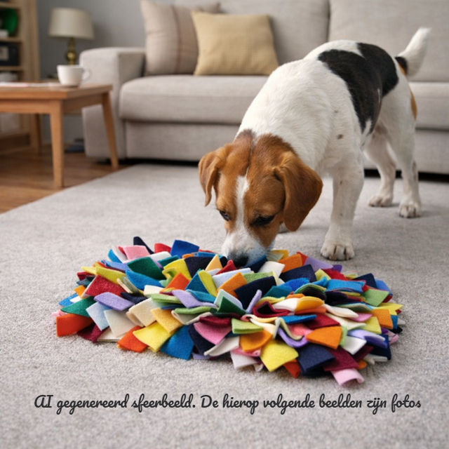 Handgeknoopte snuffelmat- tails up