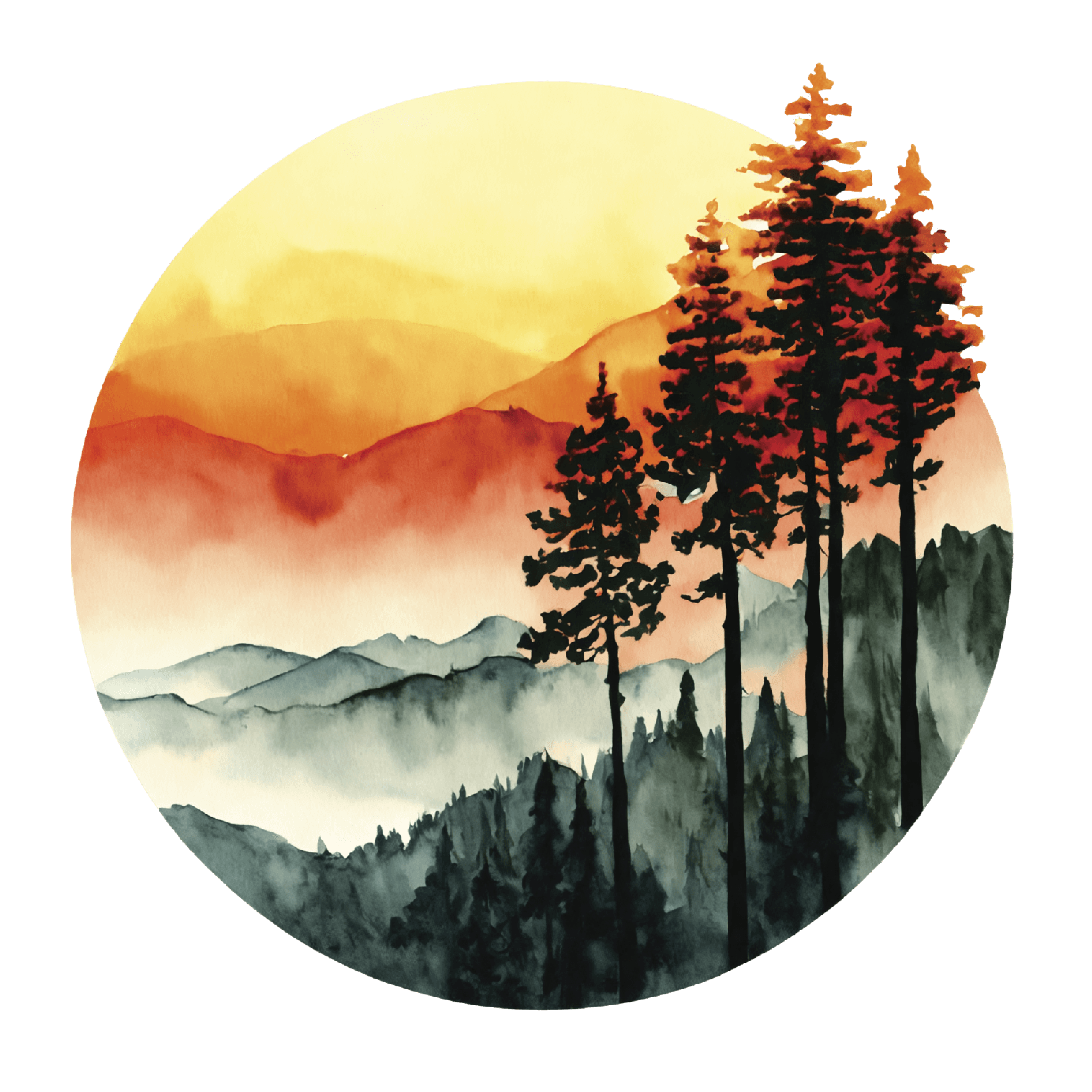 Mountain Forest Sunset