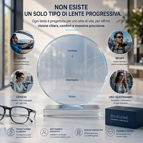 Lente progressiva e zone di visione lontano intermedio e vicino