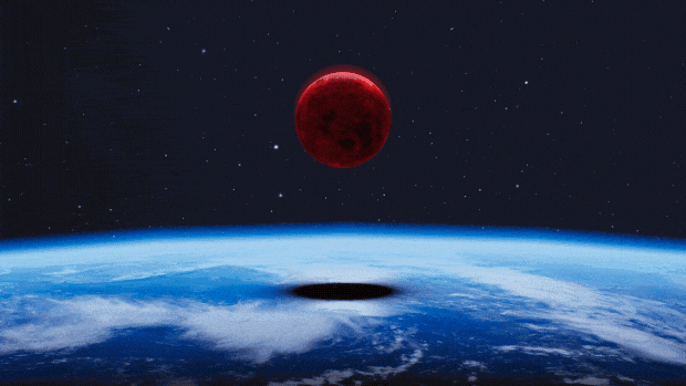 A GIF showing the intro to Luna Abyss with the phrases "Seek, Build, Pray" & "Ascend"