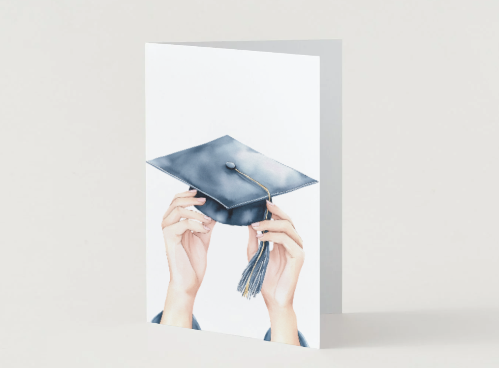 Sky's the Start Woman’s Hand with Cap Graduation Card
