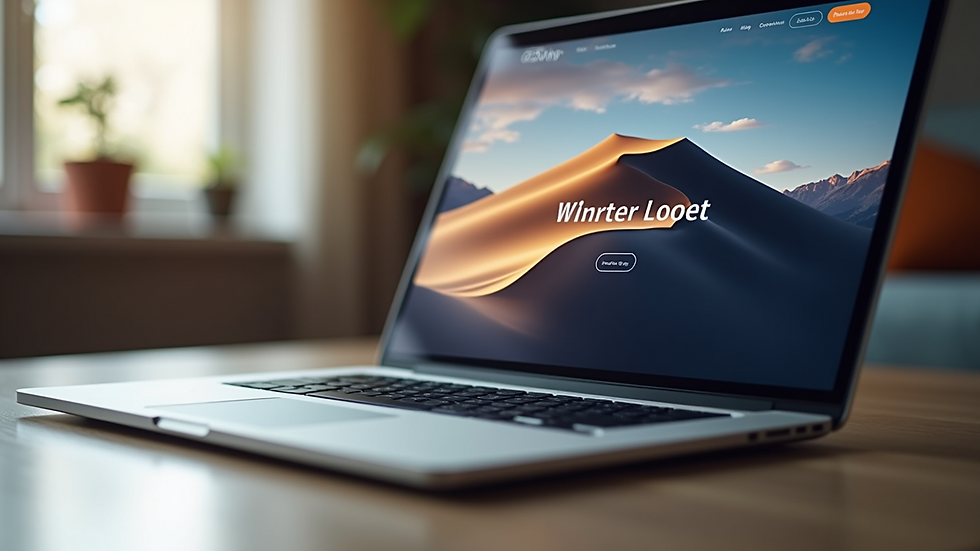 Close-up view of a modern website design on a laptop screen