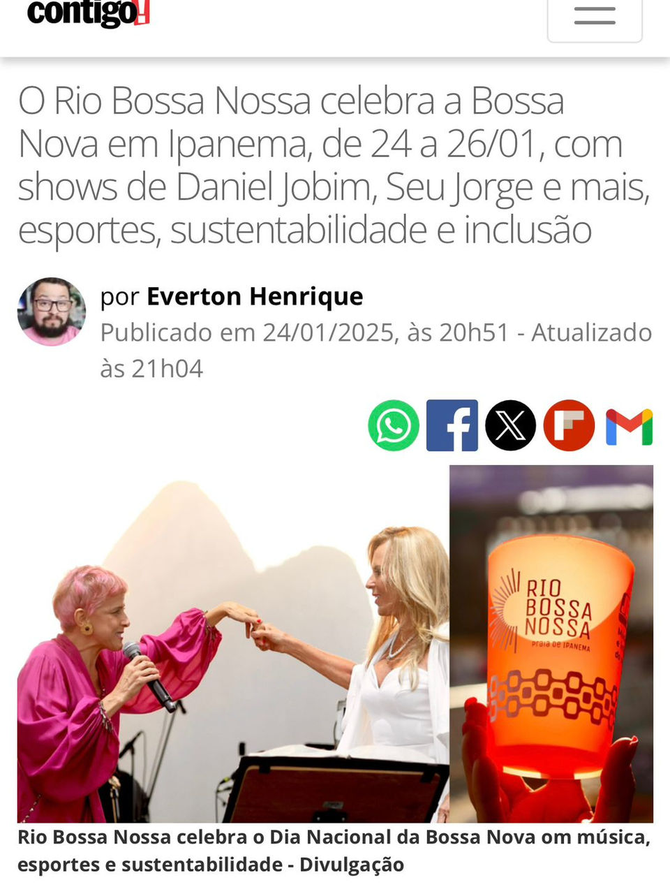 Nosso Bossa na Mídia: Contigo
