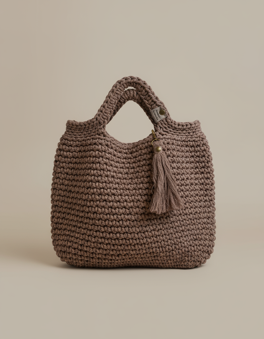 Sac cabas en crochet en fil de macramé