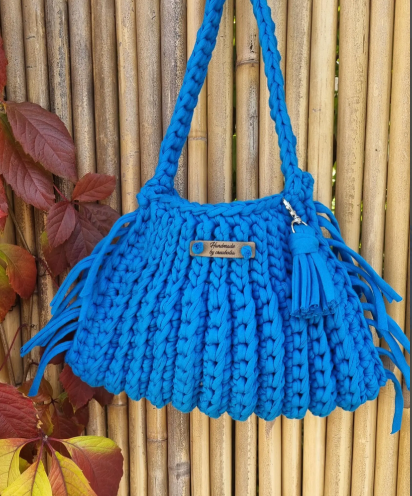 Thumbnail: Crochet bag made from recycled cotton yarn
