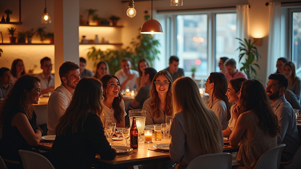 High angle view of a vibrant community gathering in a coliving space