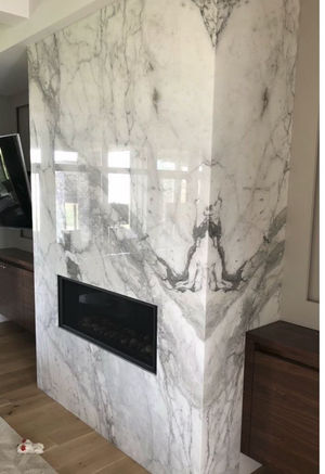 Feature wall with embedded fireplace