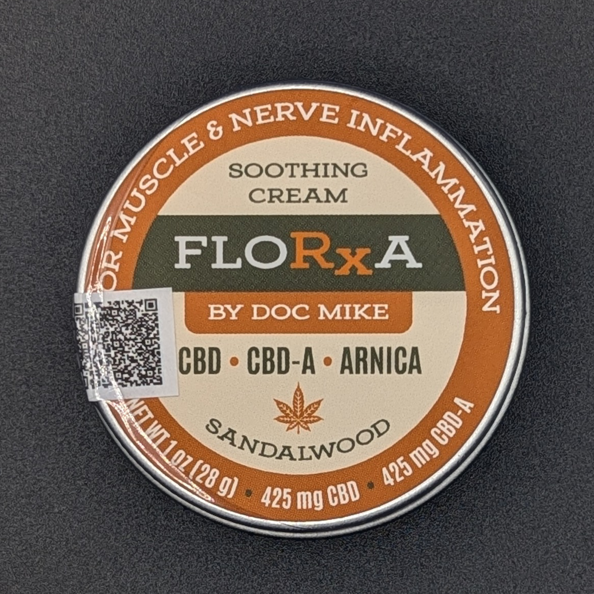 FloRxa Muscle & Nerve Cream 1 oz 425 mg CBD, 425 mg CBD-A, 5% Arnica