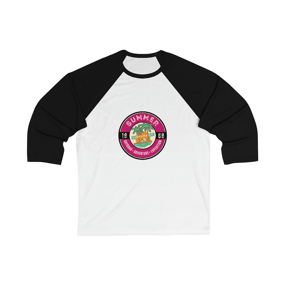 Thumbnail: Summer Sunset & Palm Tree _ Unisex 3\4 Sleeve Baseball Tee