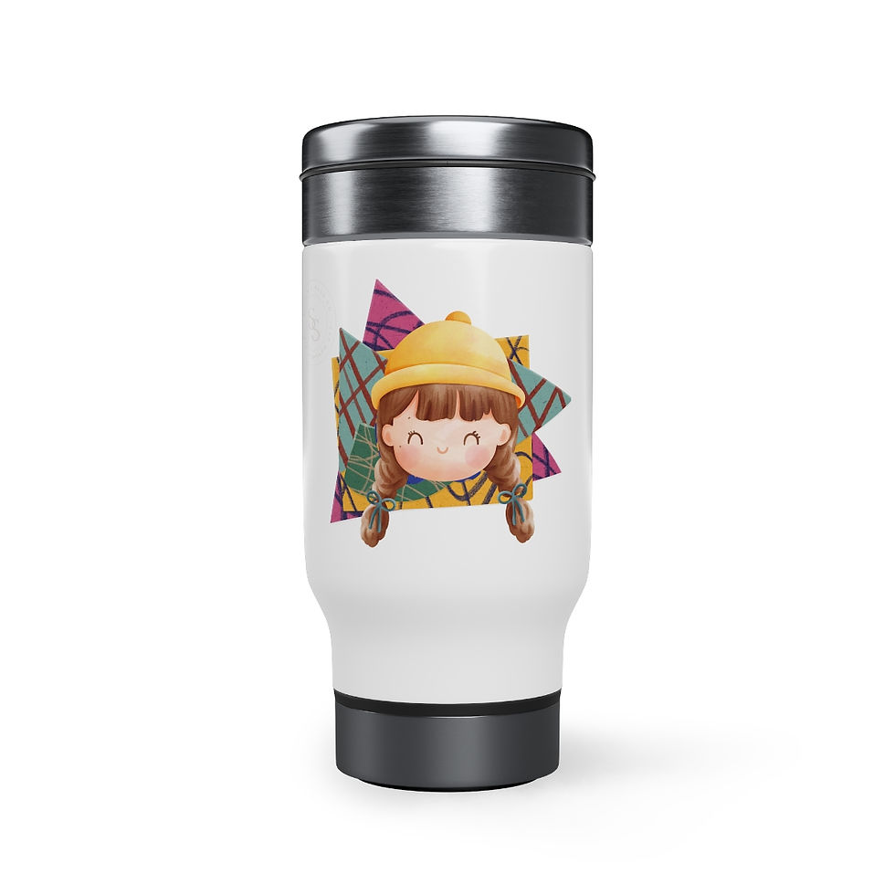 Thumbnail: Little Braid Girl _ Stainless Steel Travel Mug with Handle, 14oz