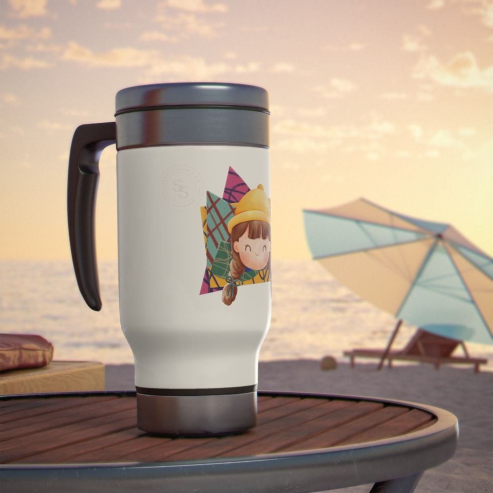 Thumbnail: Little Braid Girl _ Stainless Steel Travel Mug with Handle, 14oz
