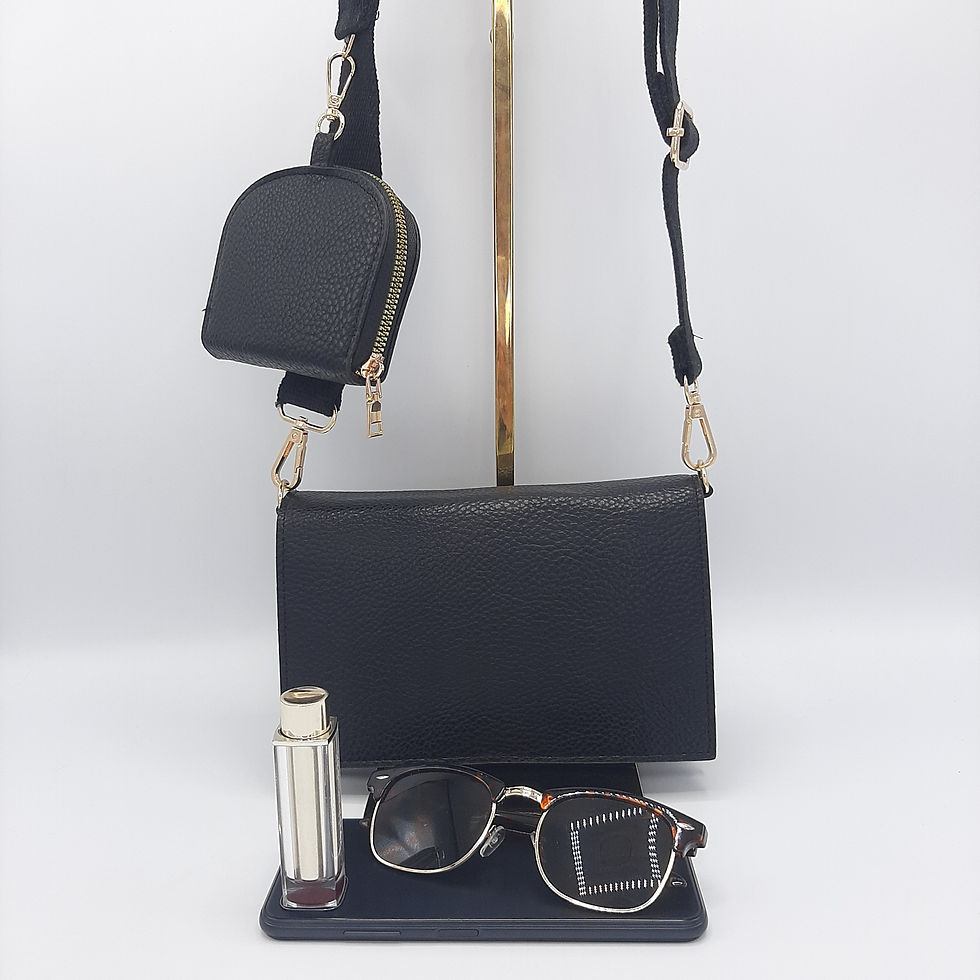 Thumbnail: The Bella black cross body handbag with clip on card holder