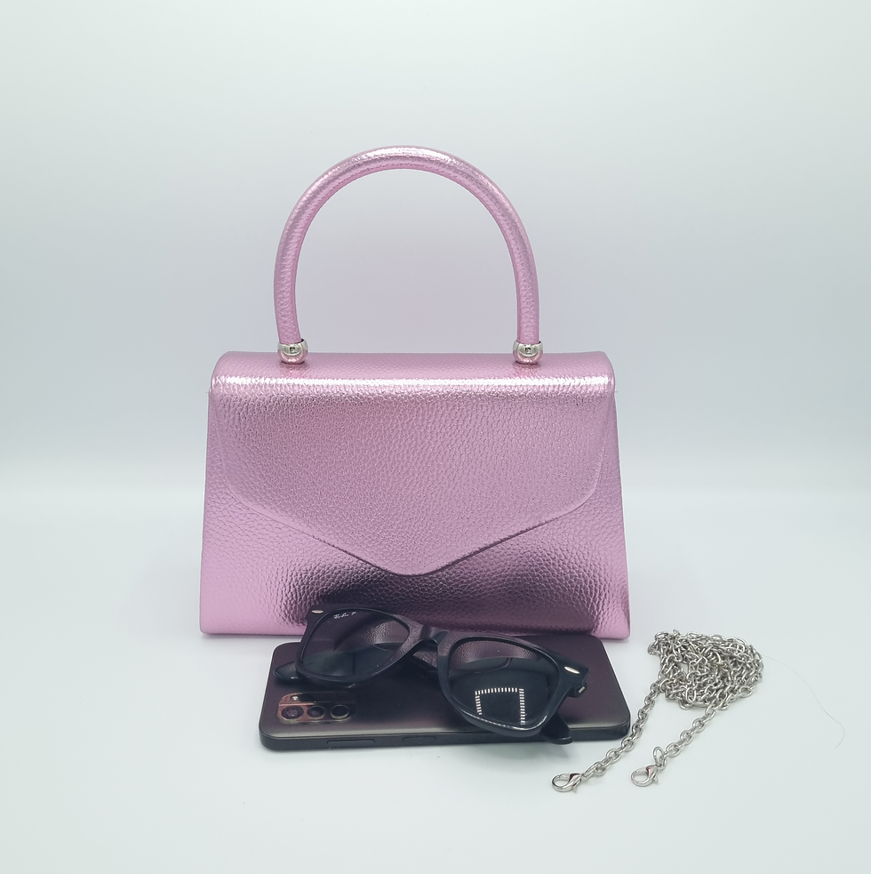 Thumbnail: Metallic pink top handle and cross body bag