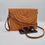 Thumbnail: Apricot orange raffia cross body or clutch bag with wristlet and strap