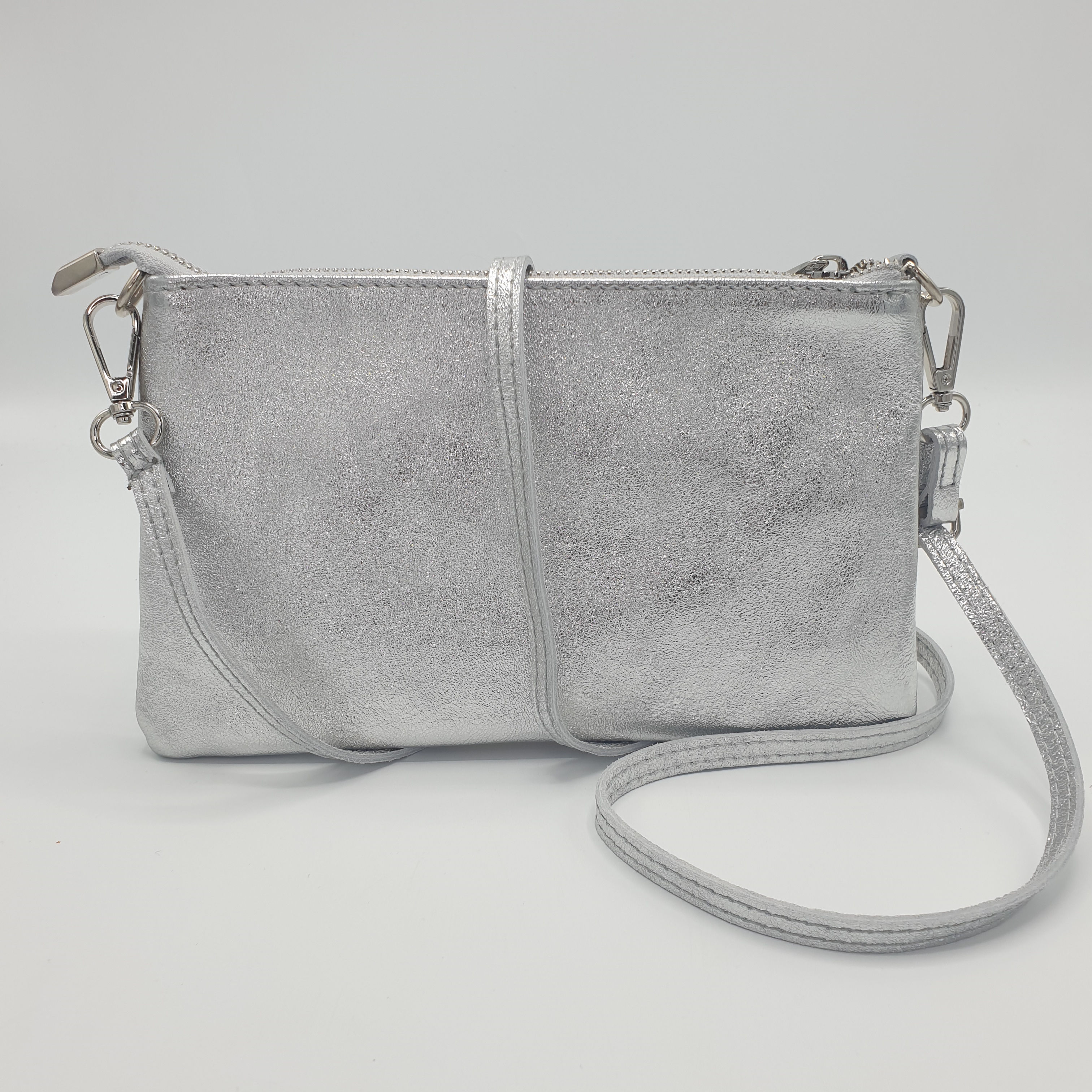 The Jessi metallic silver cross body or clutch bag