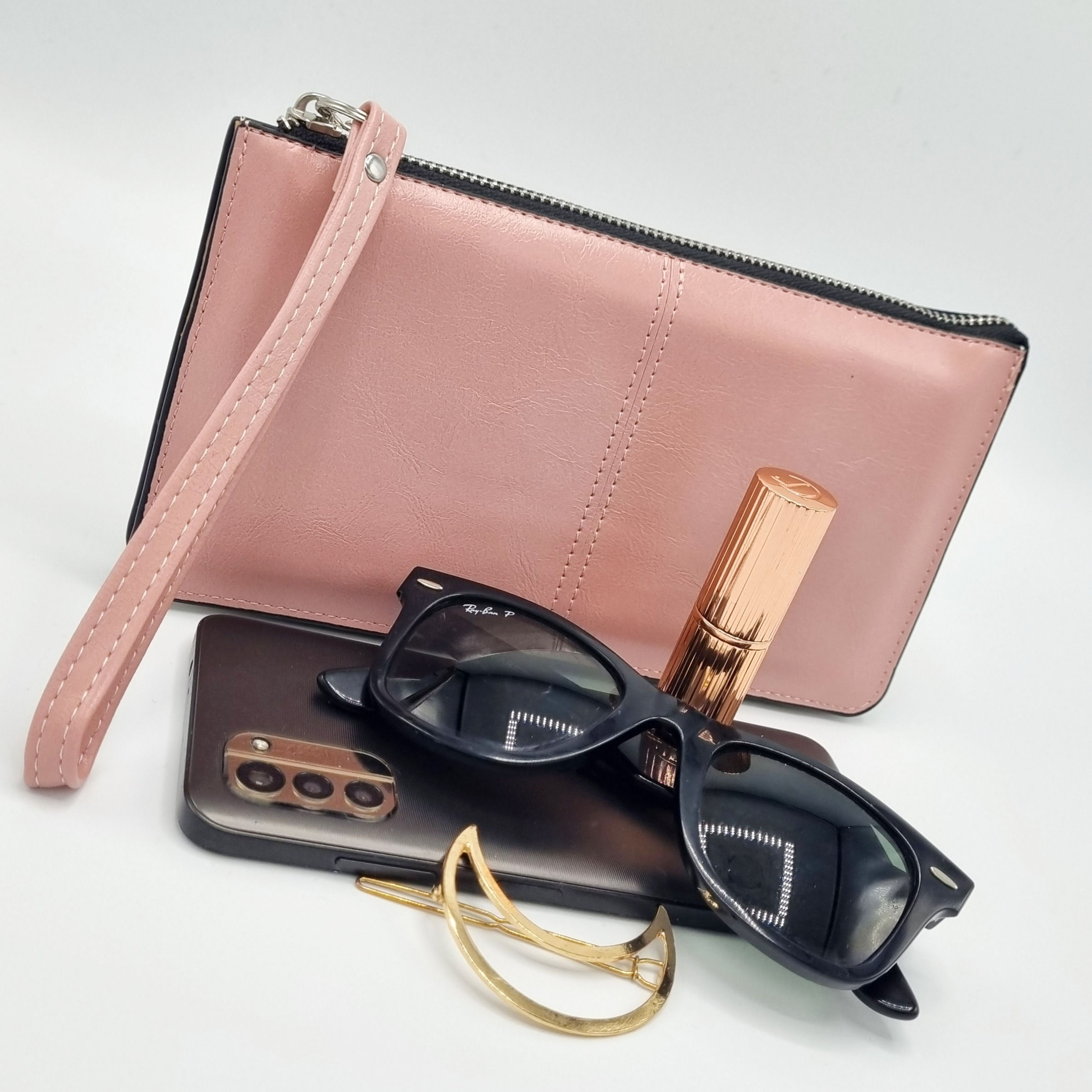 Dusty pink wristlet purse